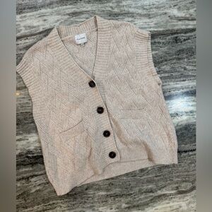 Pink Rose Beige V-Neck Sweater Vest